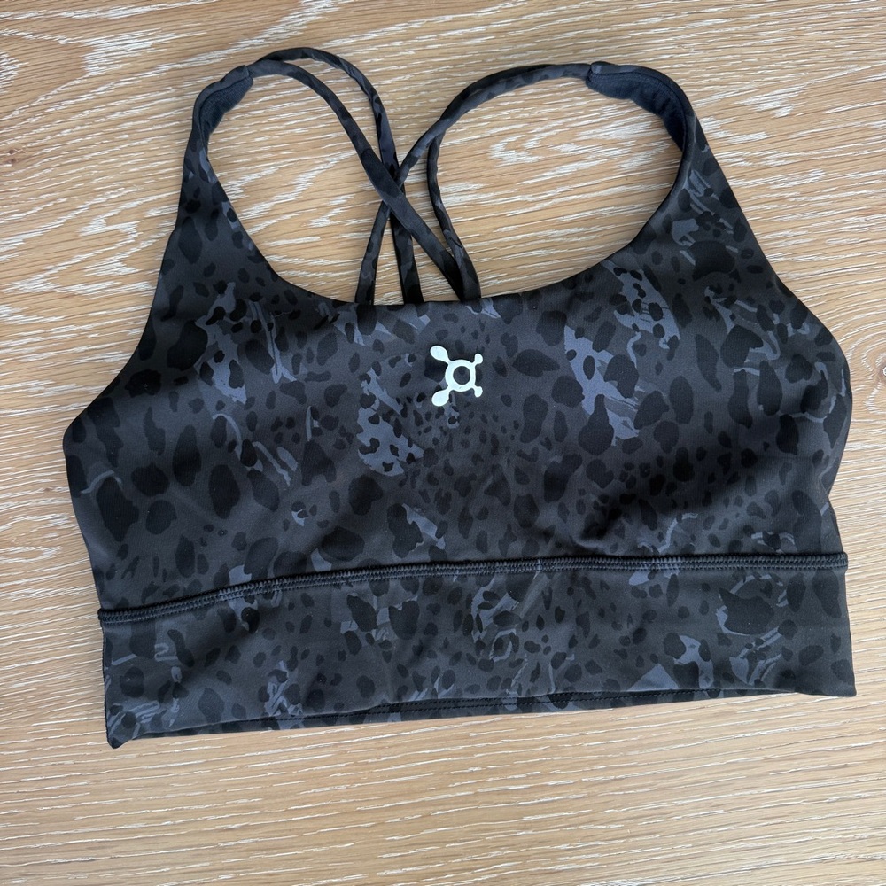 lululemon athletica Black & Charcoal Animal Print Strappy Sports Bra